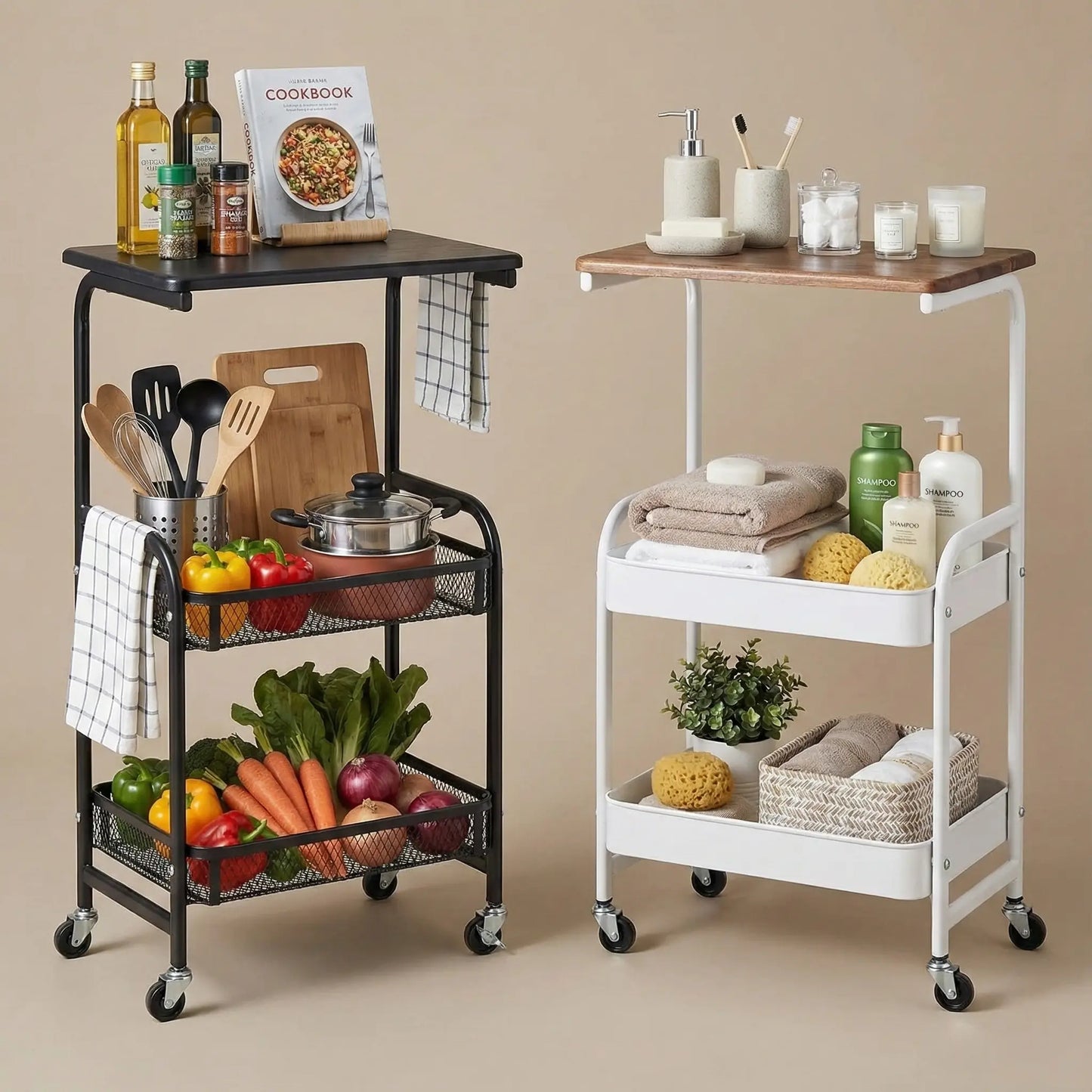 Chariot de rangement à roulettes à 3 niveaux